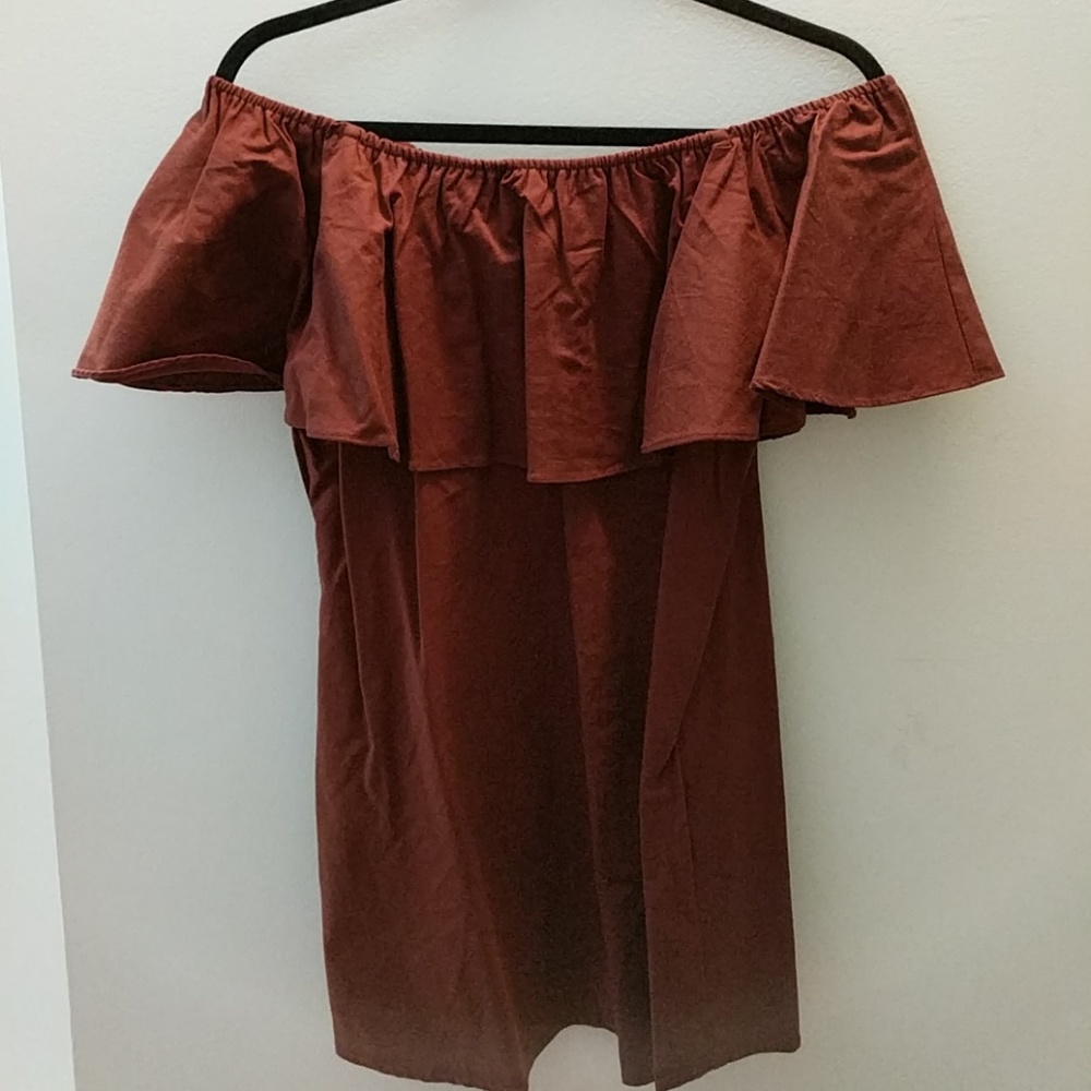 Nwot brown off the shoulder dress